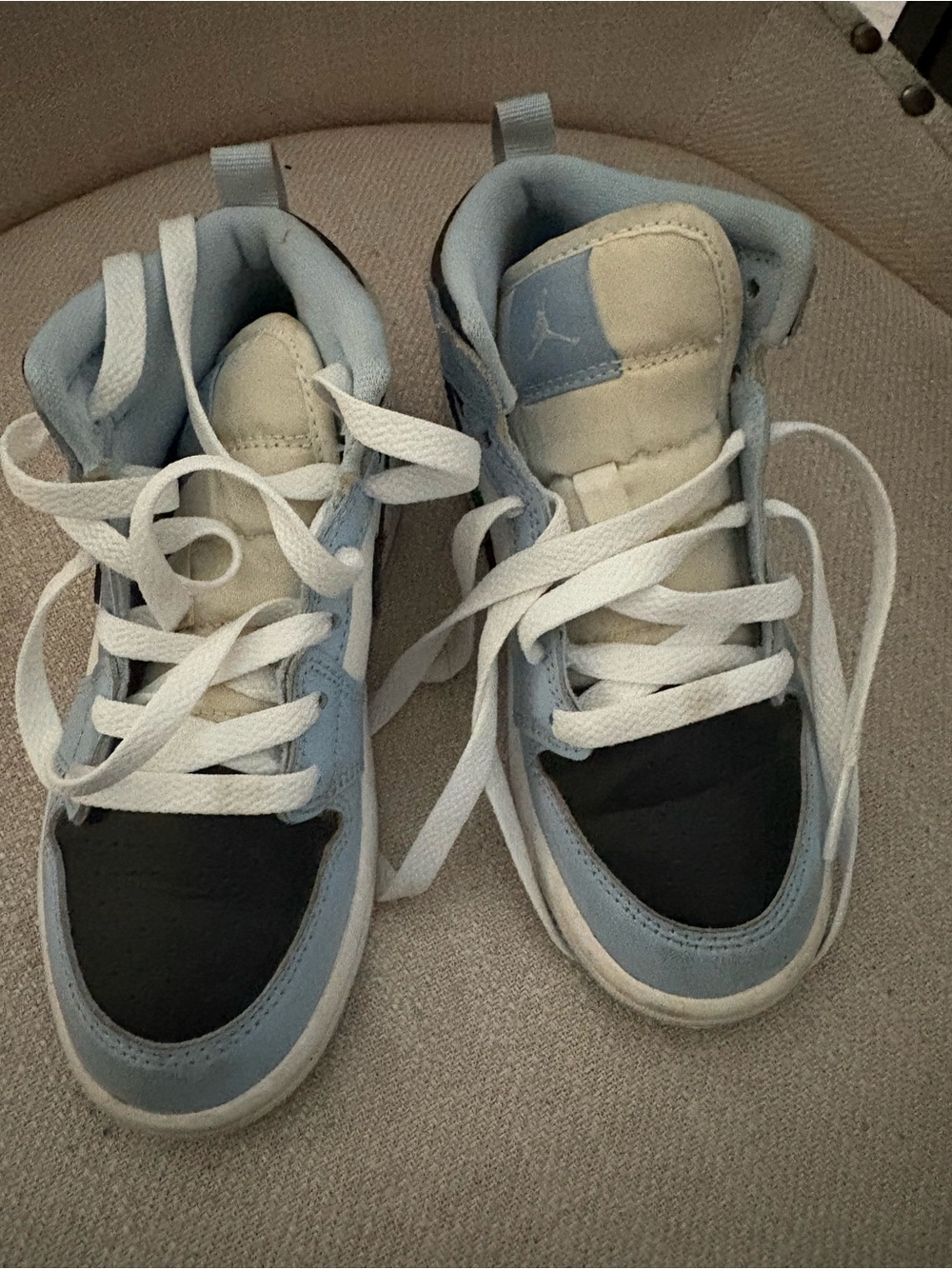 Jordan Kids' High-Top Sneakers in Light Blue, Black and White